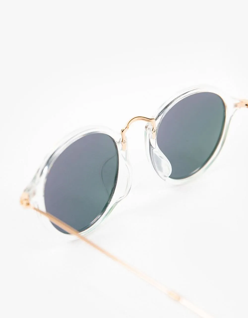 Glassy Sunhater Klein Polarized Sunglasses - Clear/Pink Mirror