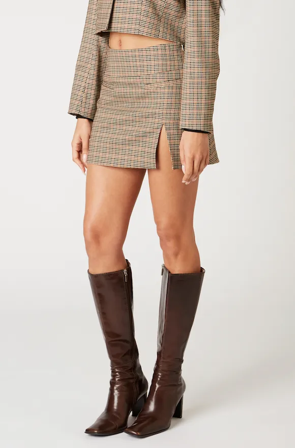 High Waisted Plaid Mini Skort