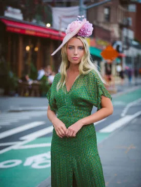 Hyperion: Pink Derby Disc Hat with Peony Roses