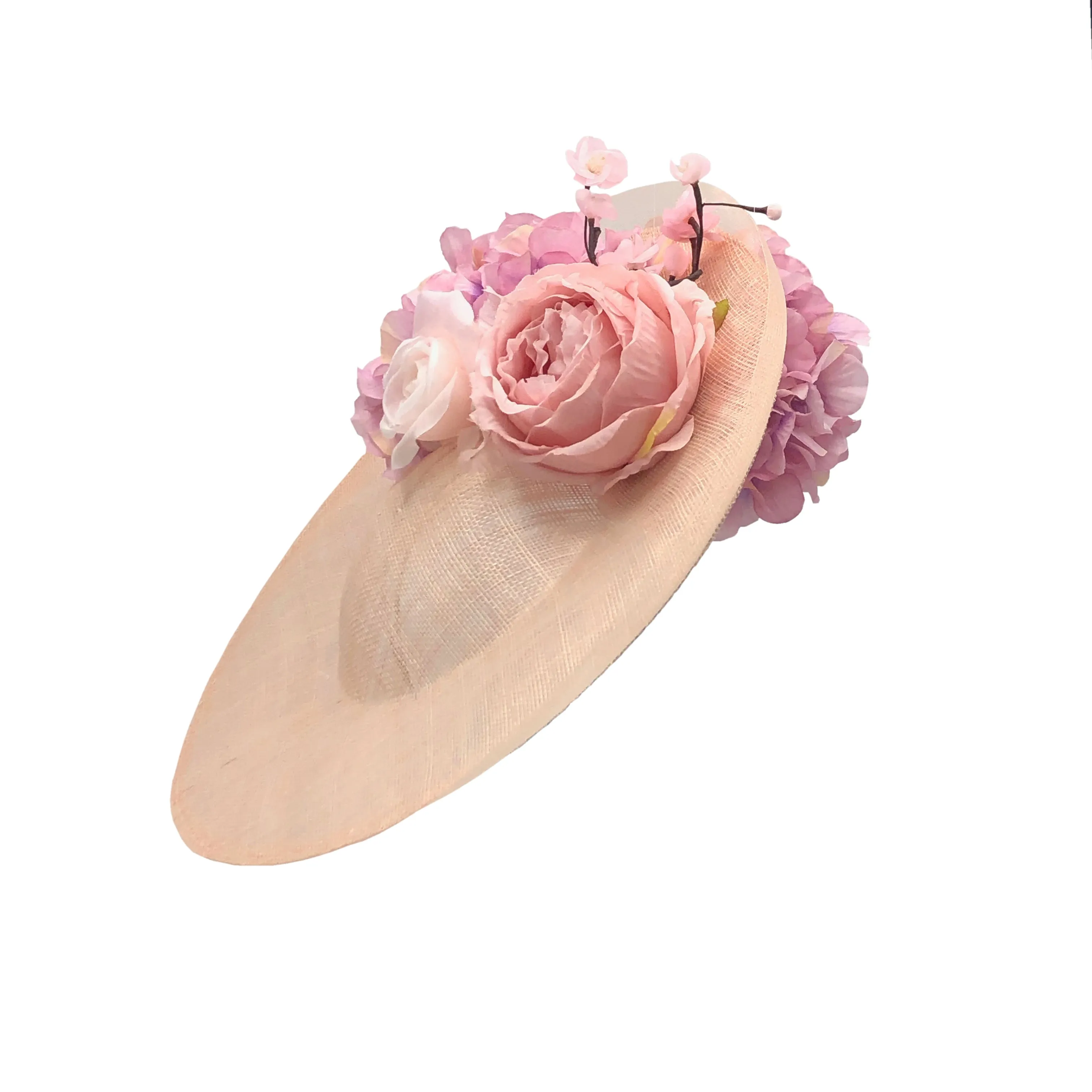 Hyperion: Pink Derby Disc Hat with Peony Roses