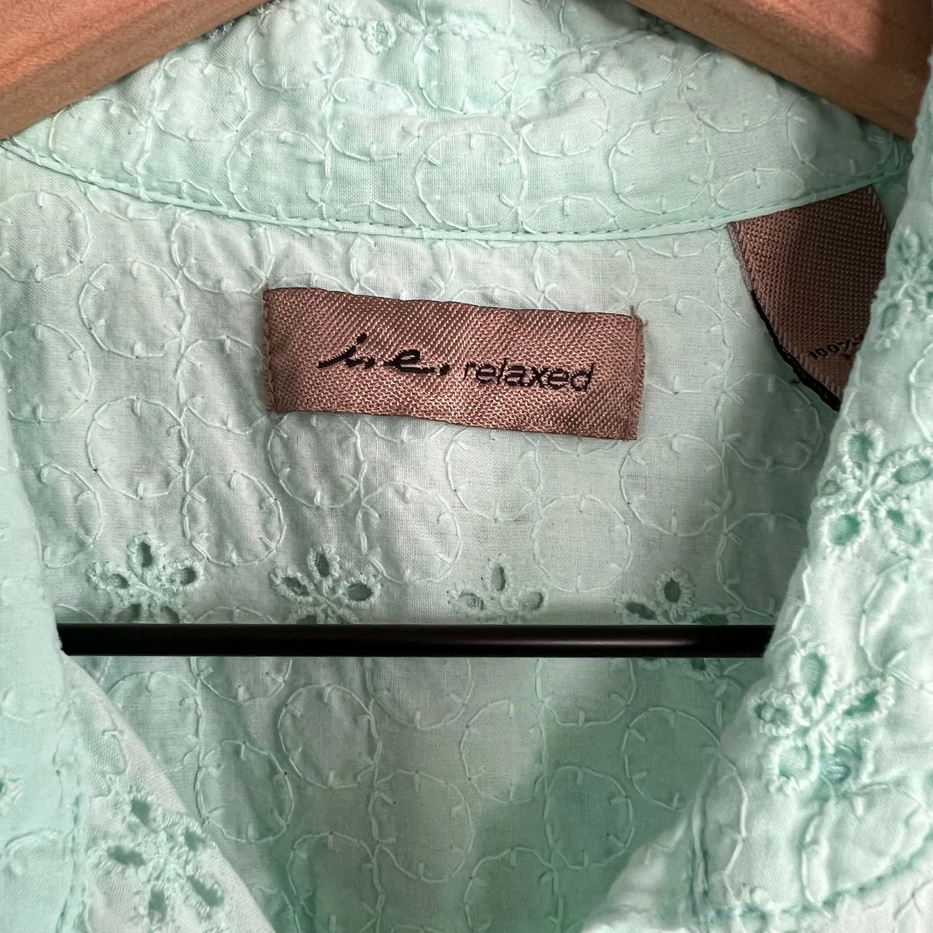 I.E Relaxed Vintage Eyelet Button Down Blouse