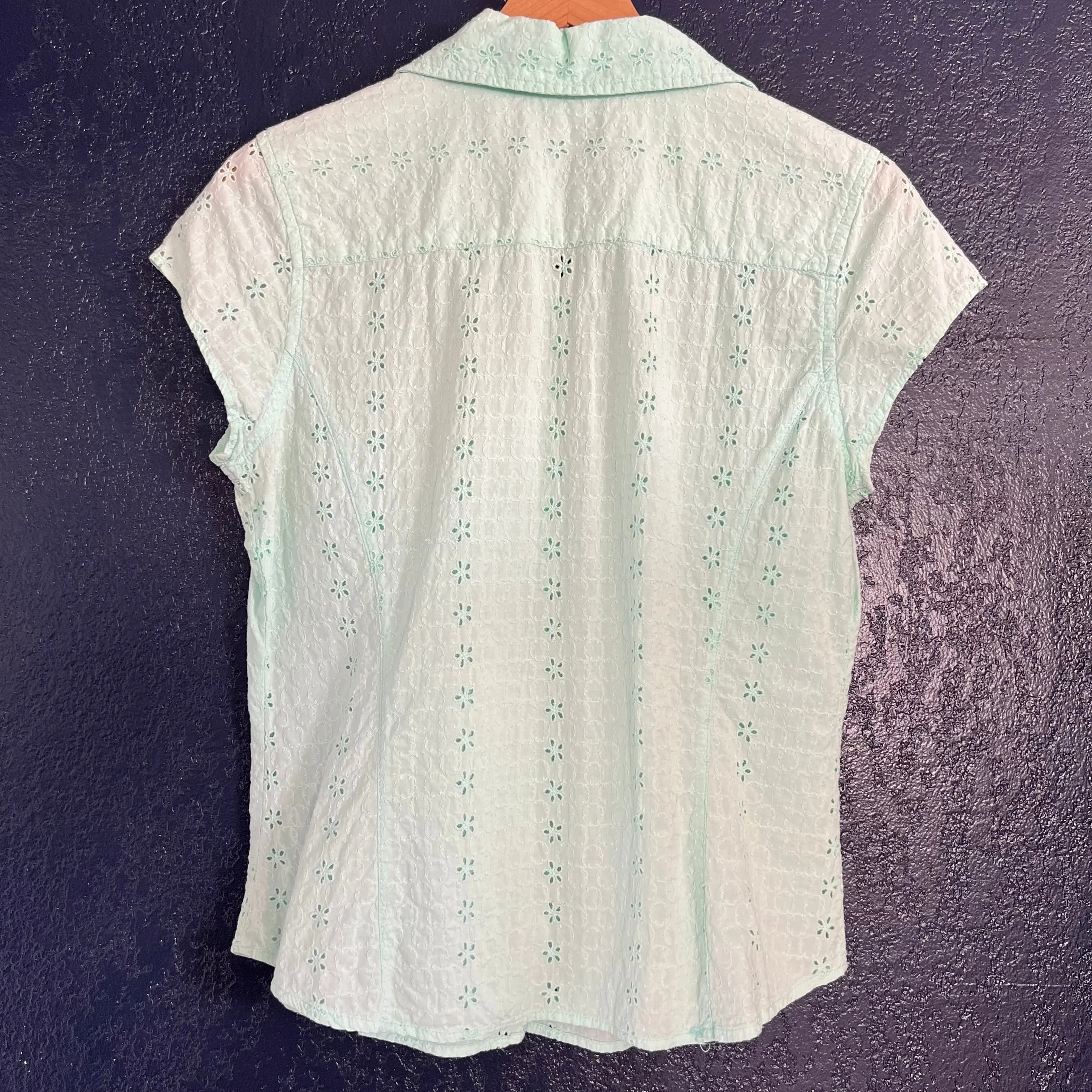 I.E Relaxed Vintage Eyelet Button Down Blouse