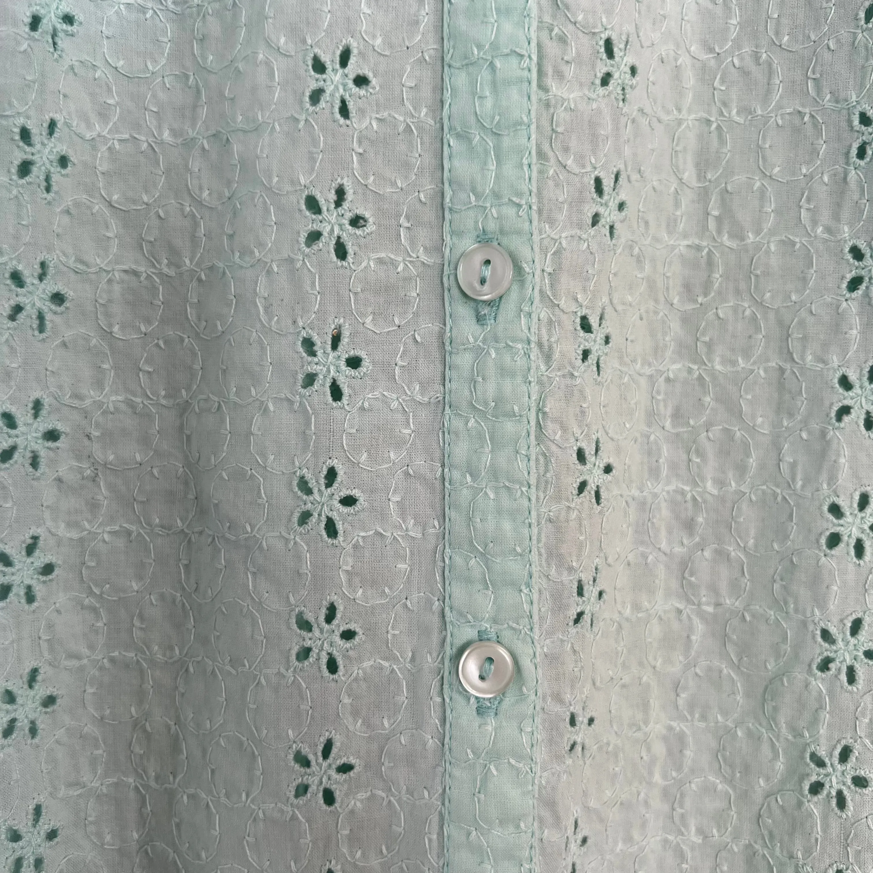 I.E Relaxed Vintage Eyelet Button Down Blouse