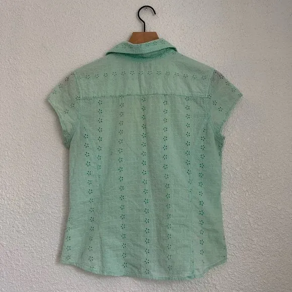 I.E Relaxed Vintage Eyelet Button Down Blouse