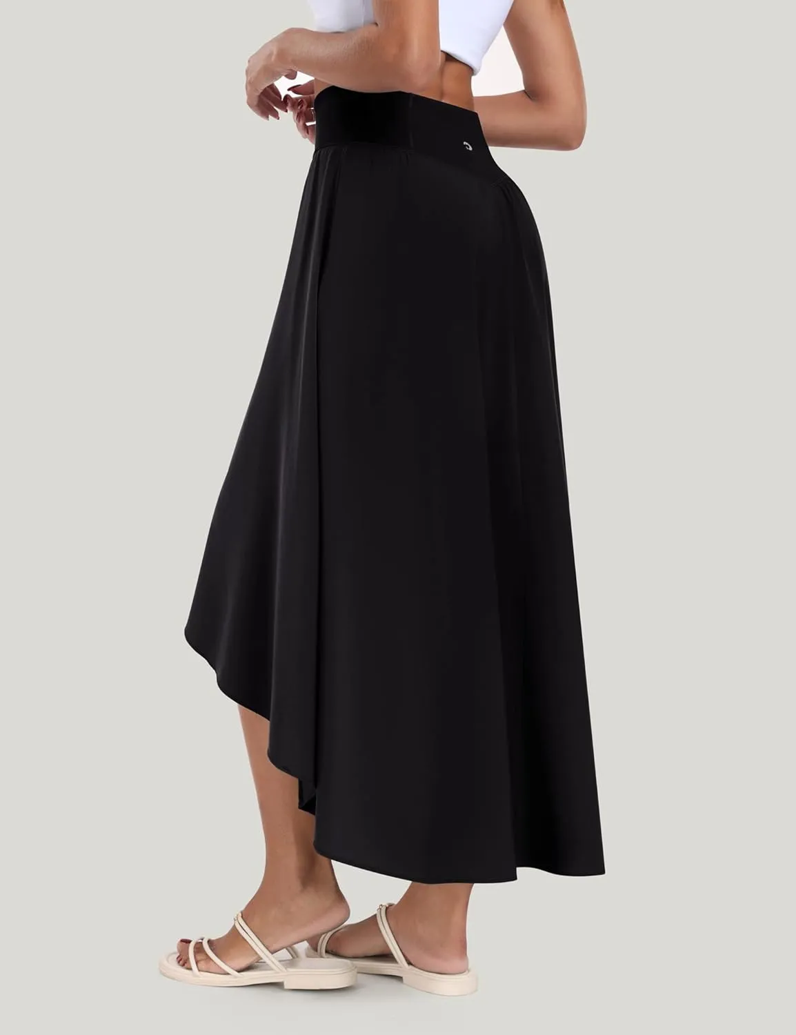 IUGA High Waist Maxi Skirt with Slit Ruffle Wrap Skirt Trendy Flowy Skirts for Women Long Skirts with Shorts Underneath