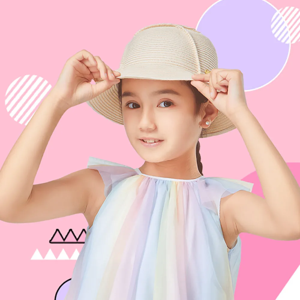 Kid’s Splicing Straw Hat UPF 50  Sun Protective