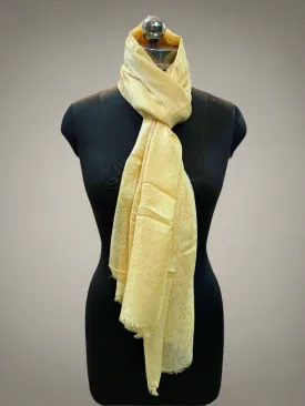 Lemon Yellow Self-Weave Luxurious Pure Pashmina Scarf