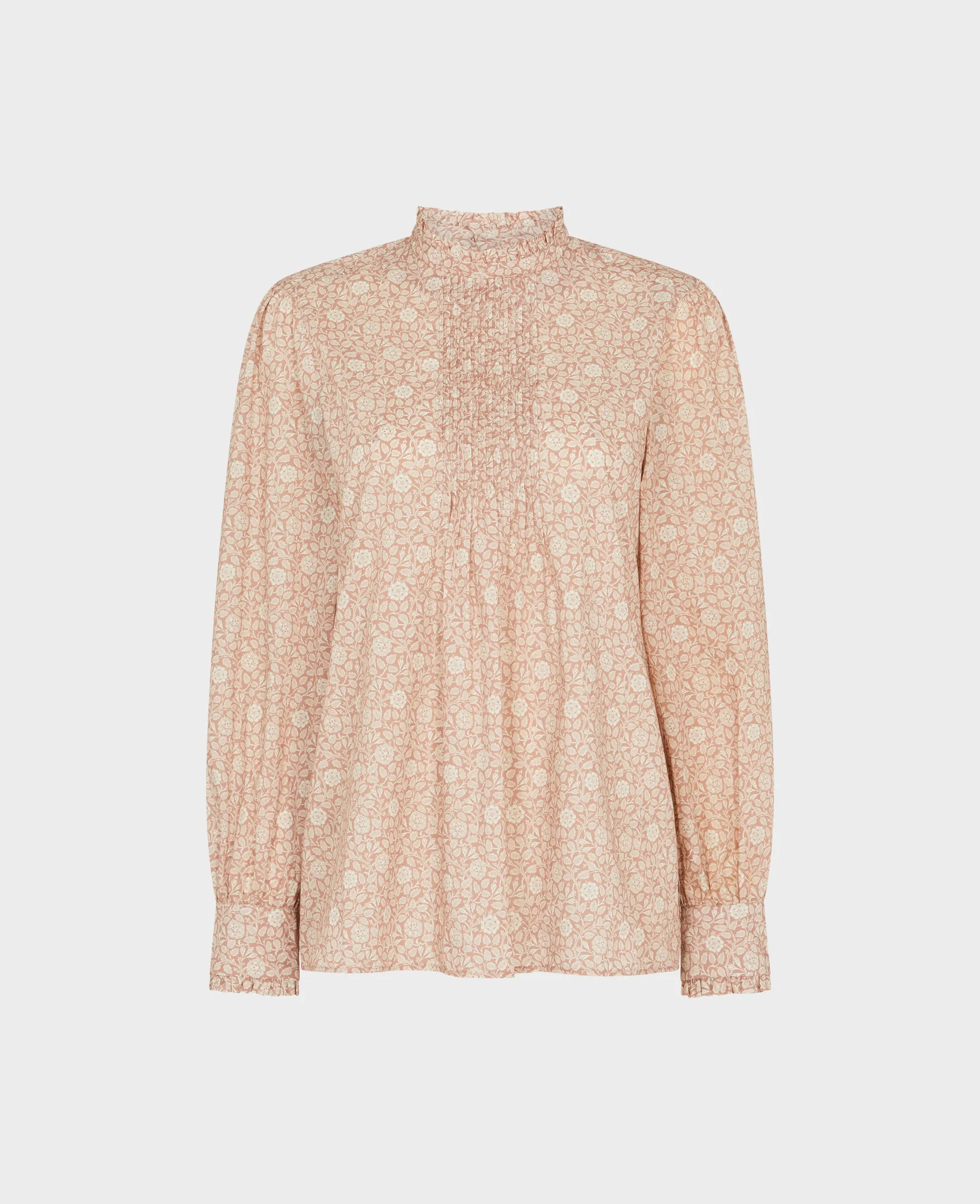 Liberty Print Floral Cotton Ruffle Blouse