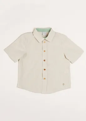 Light Striped Linen Short Sleeve Shirt in Beige (3-10yrs)