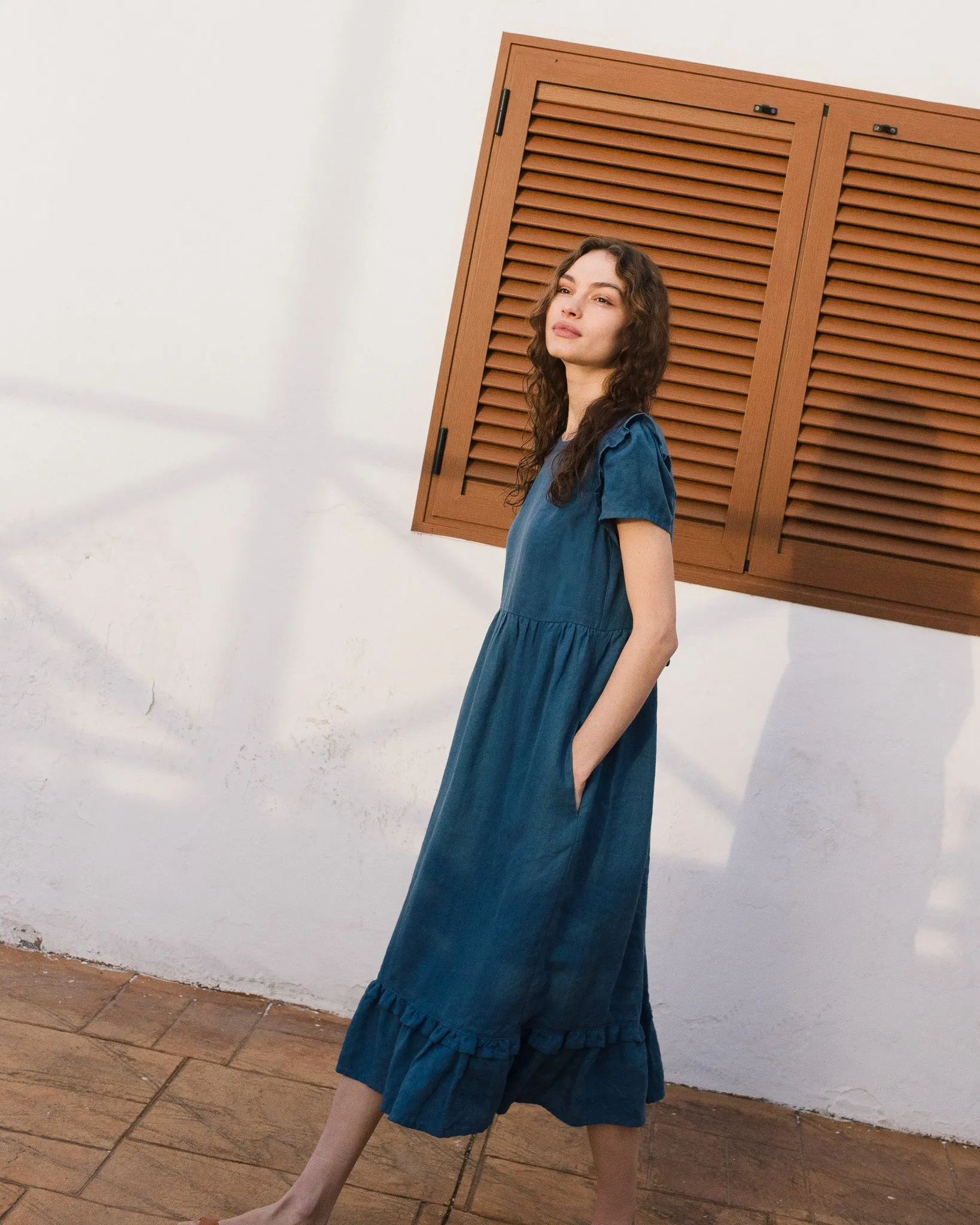 MARQUETTE ruffle linen dress