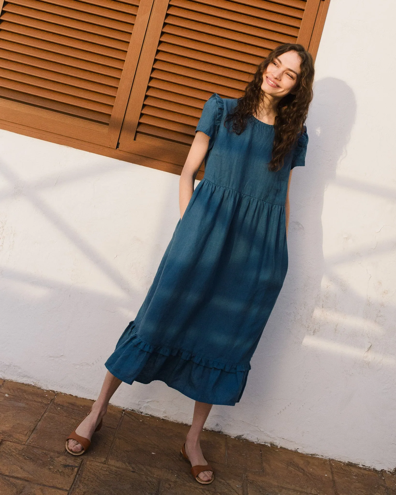 MARQUETTE ruffle linen dress