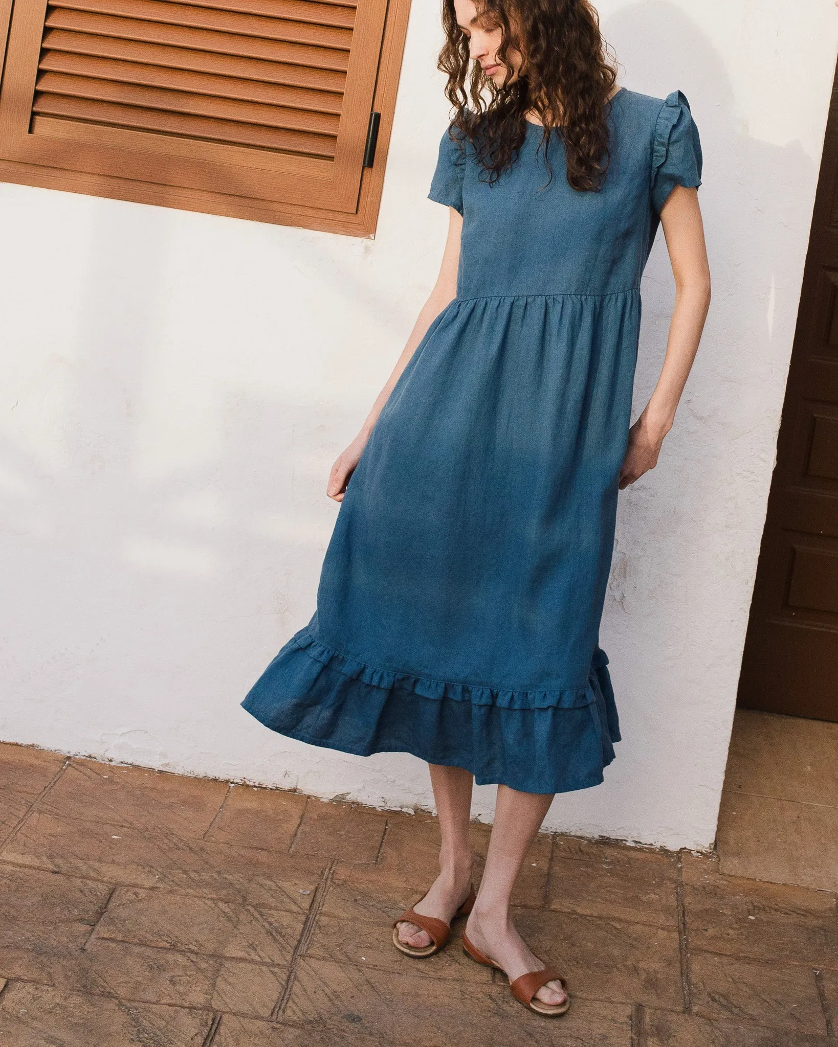 MARQUETTE ruffle linen dress