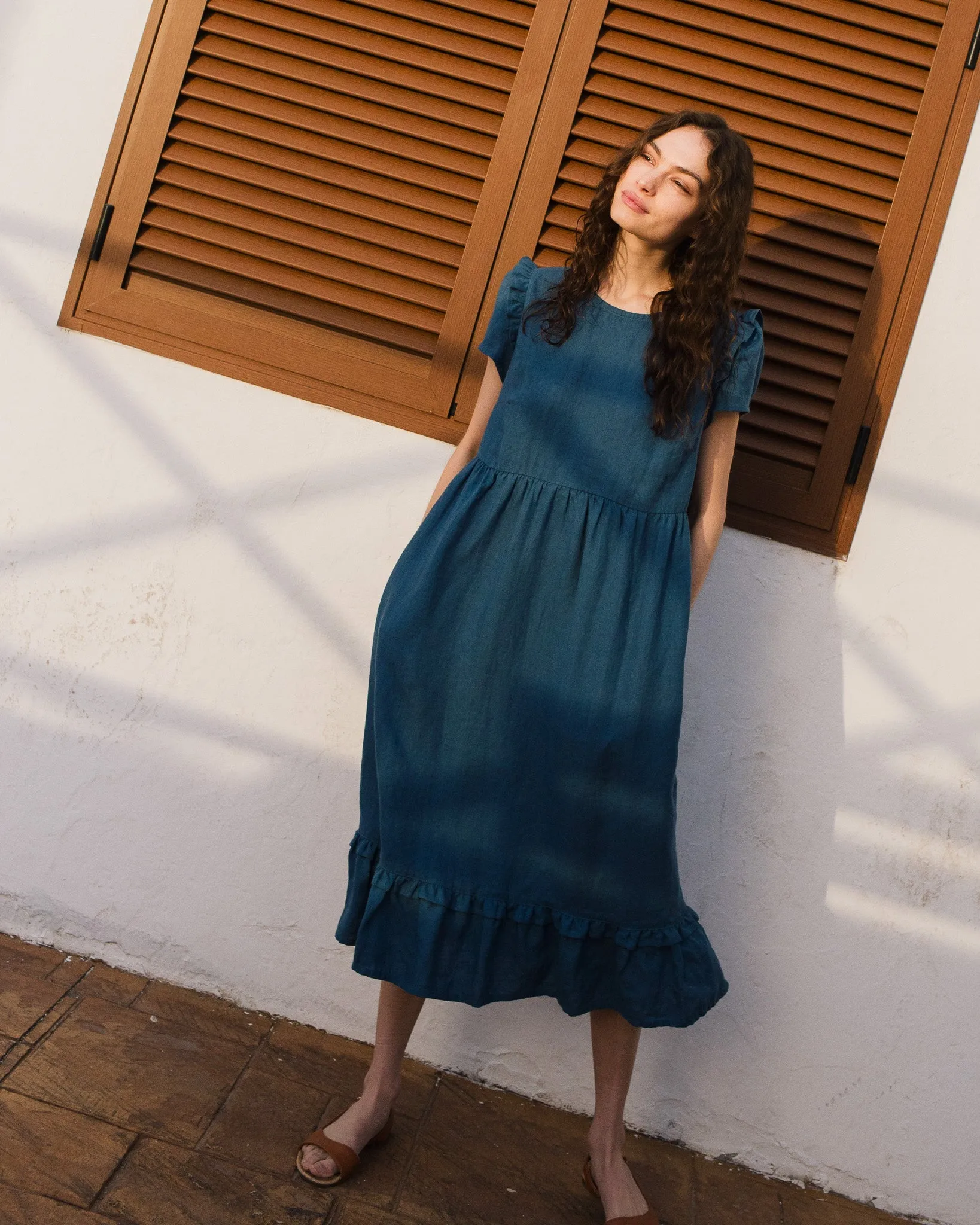 MARQUETTE ruffle linen dress