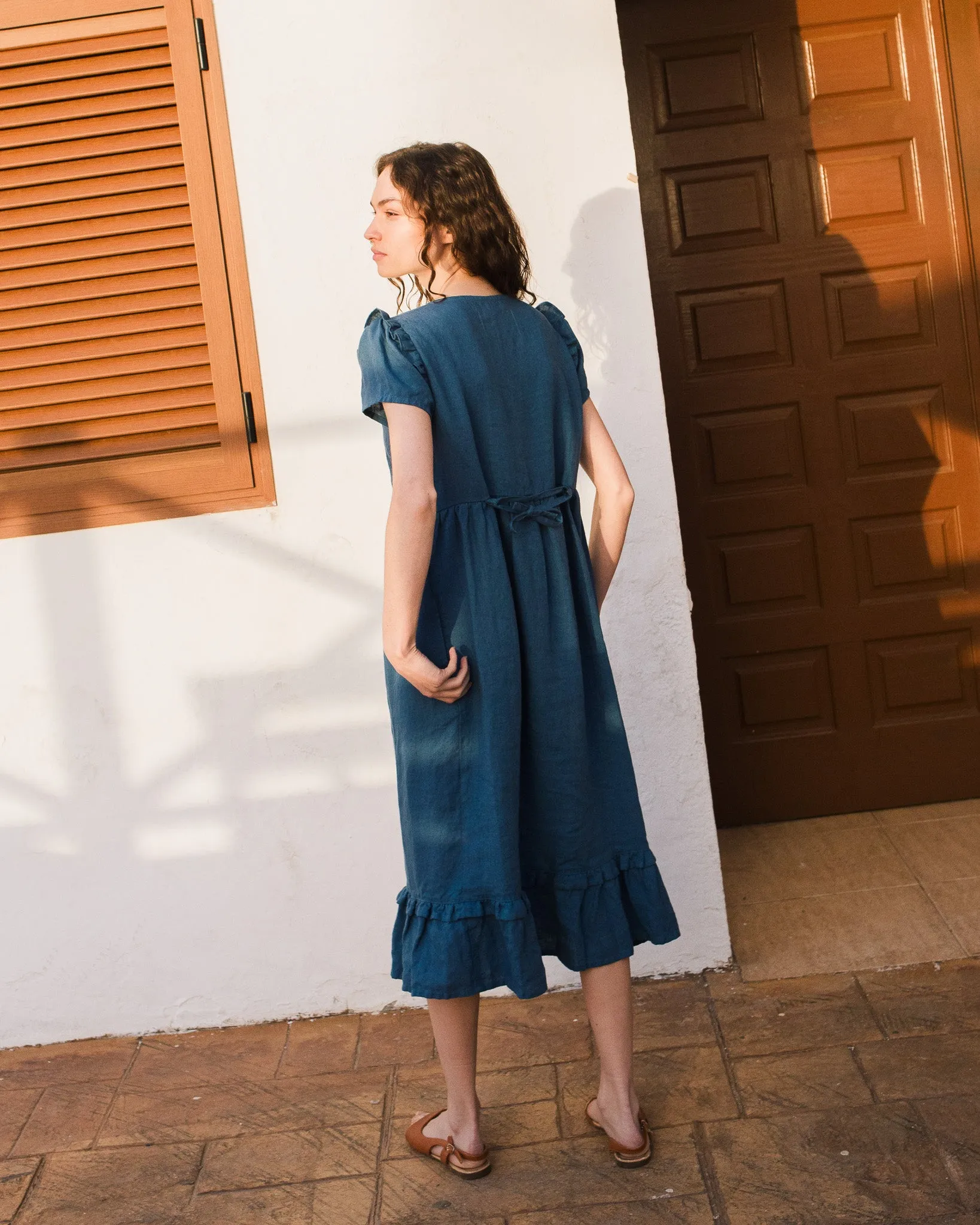 MARQUETTE ruffle linen dress