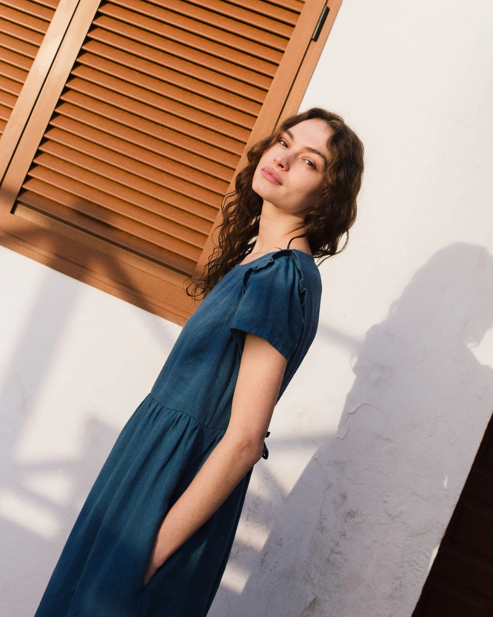MARQUETTE ruffle linen dress