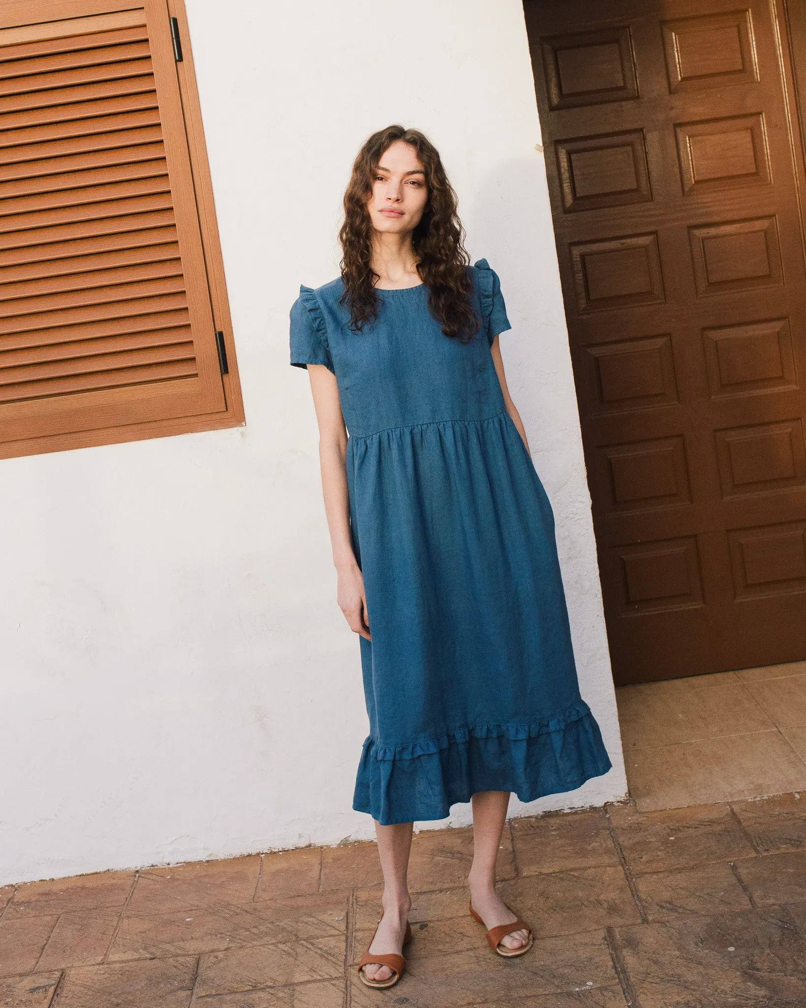 MARQUETTE ruffle linen dress
