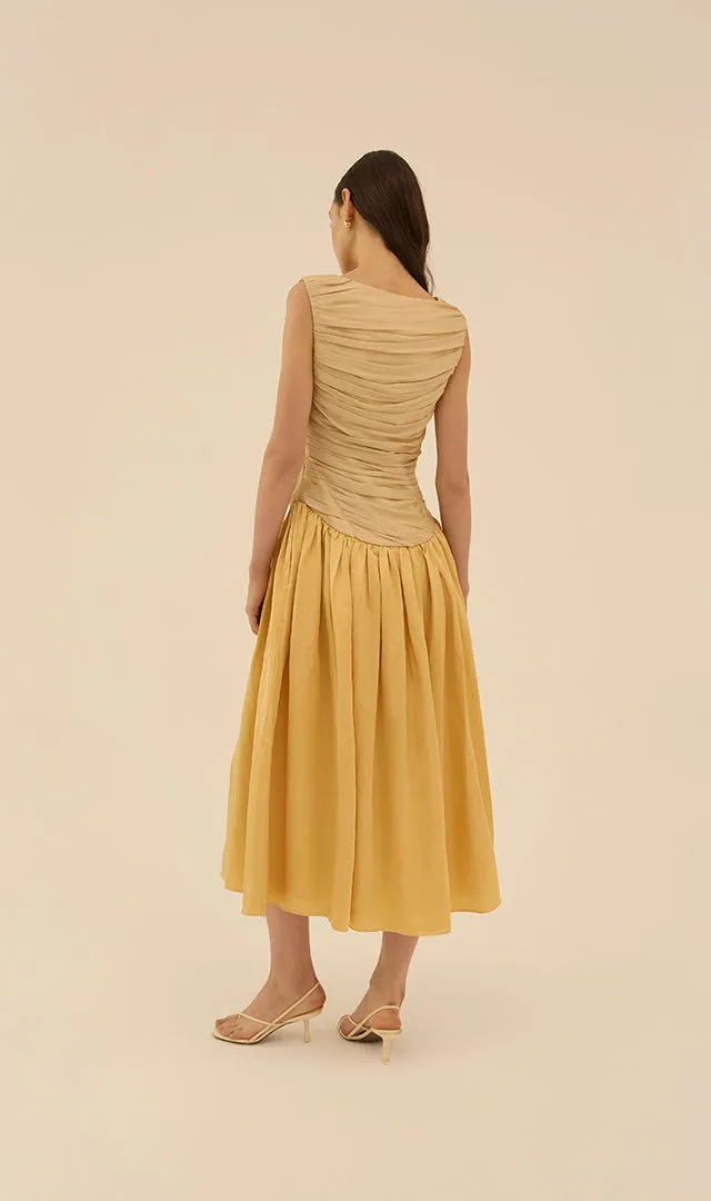 Ora Draped Dress in Beige