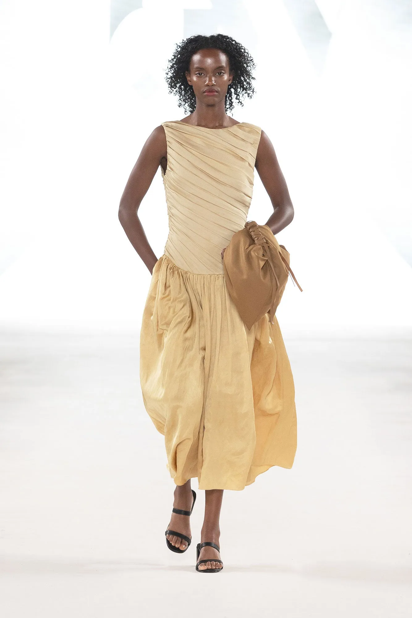 Ora Draped Dress in Beige