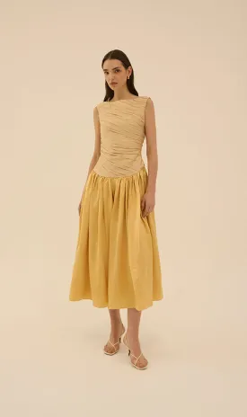 Ora Draped Dress in Beige