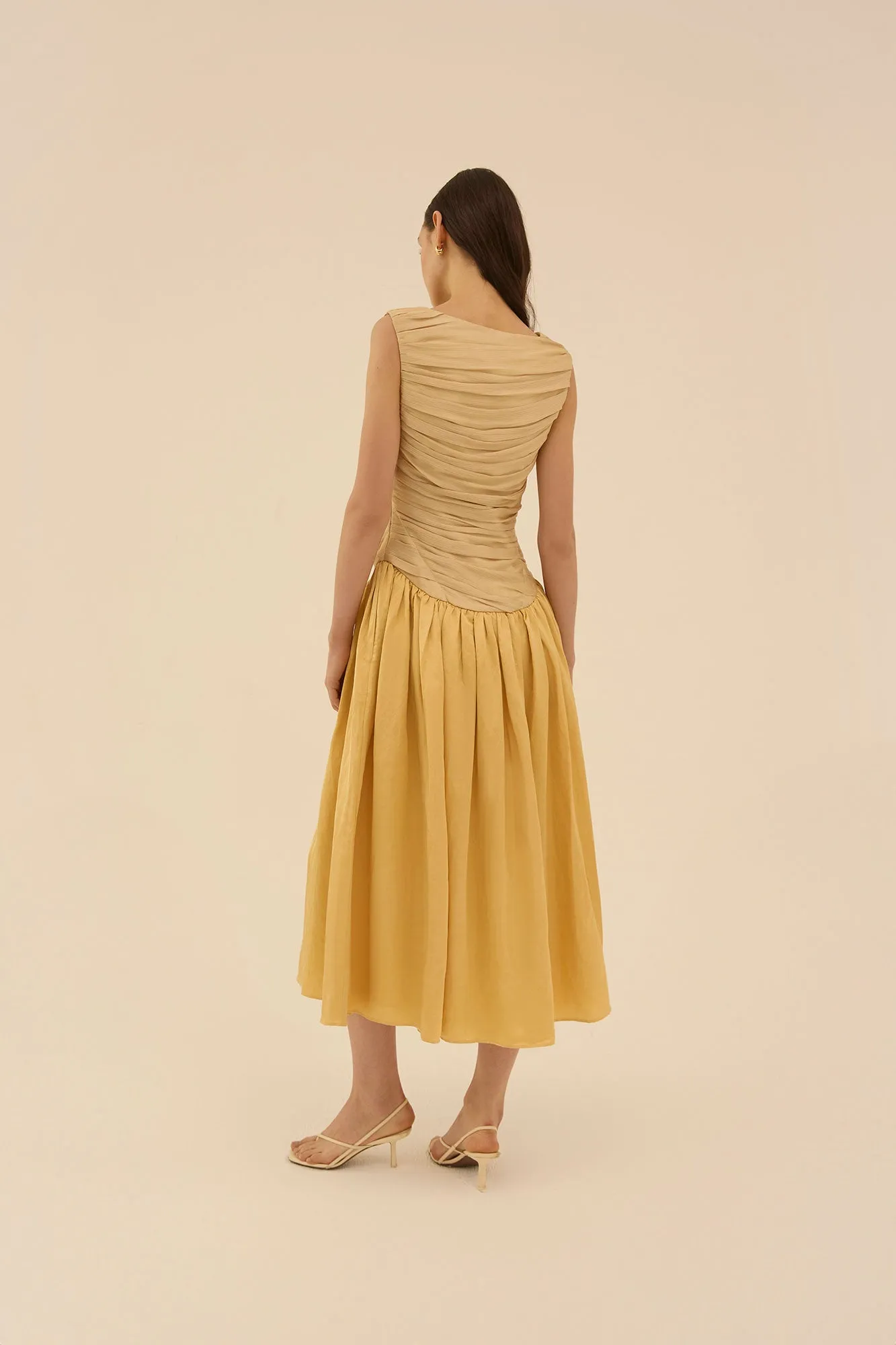 Ora Draped Dress in Beige