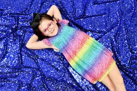 Over The Rainbow Milk Silk Flutter Dress