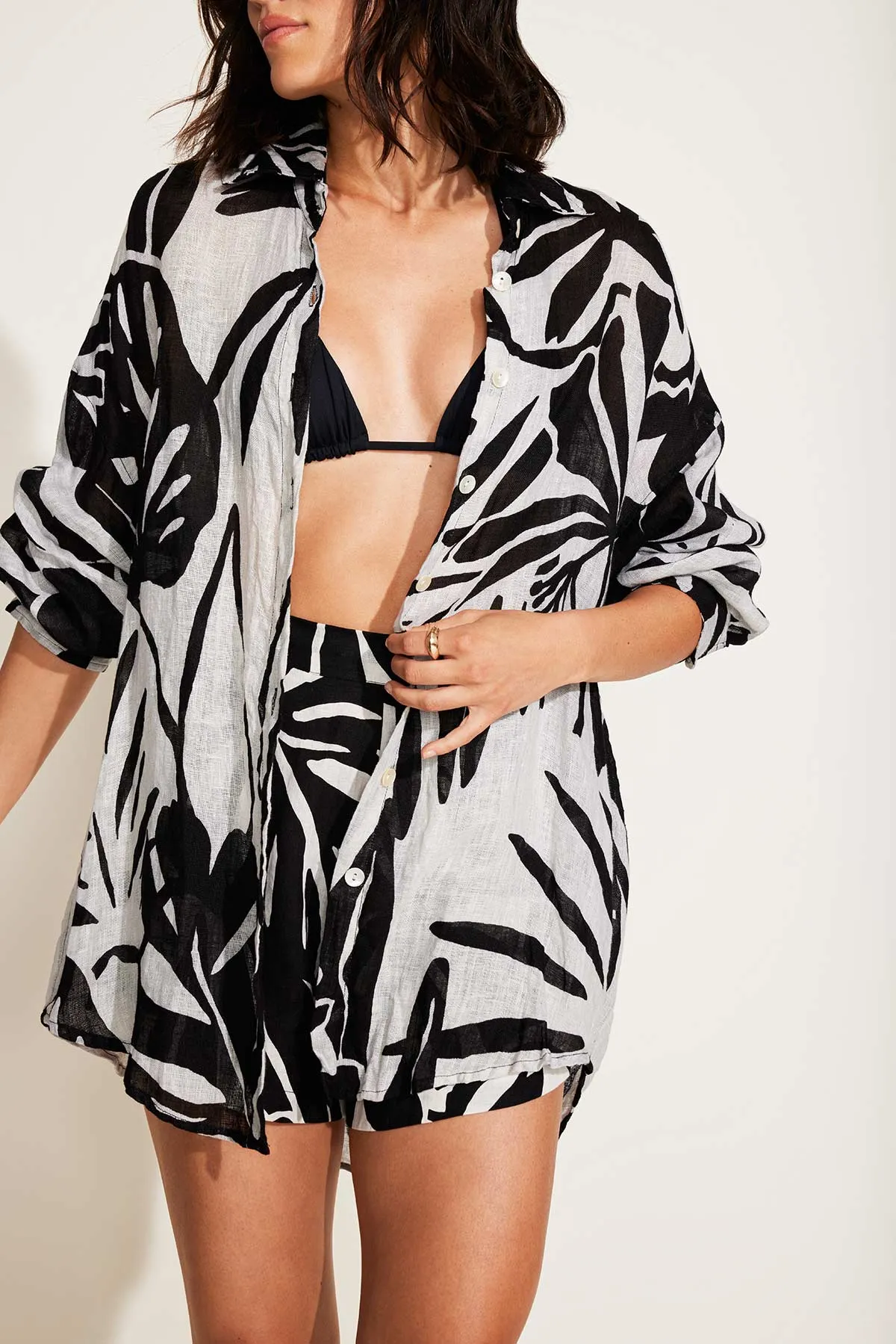 Playa Linen Boyfriend Shirt - Graphic Jungle EcoLinen