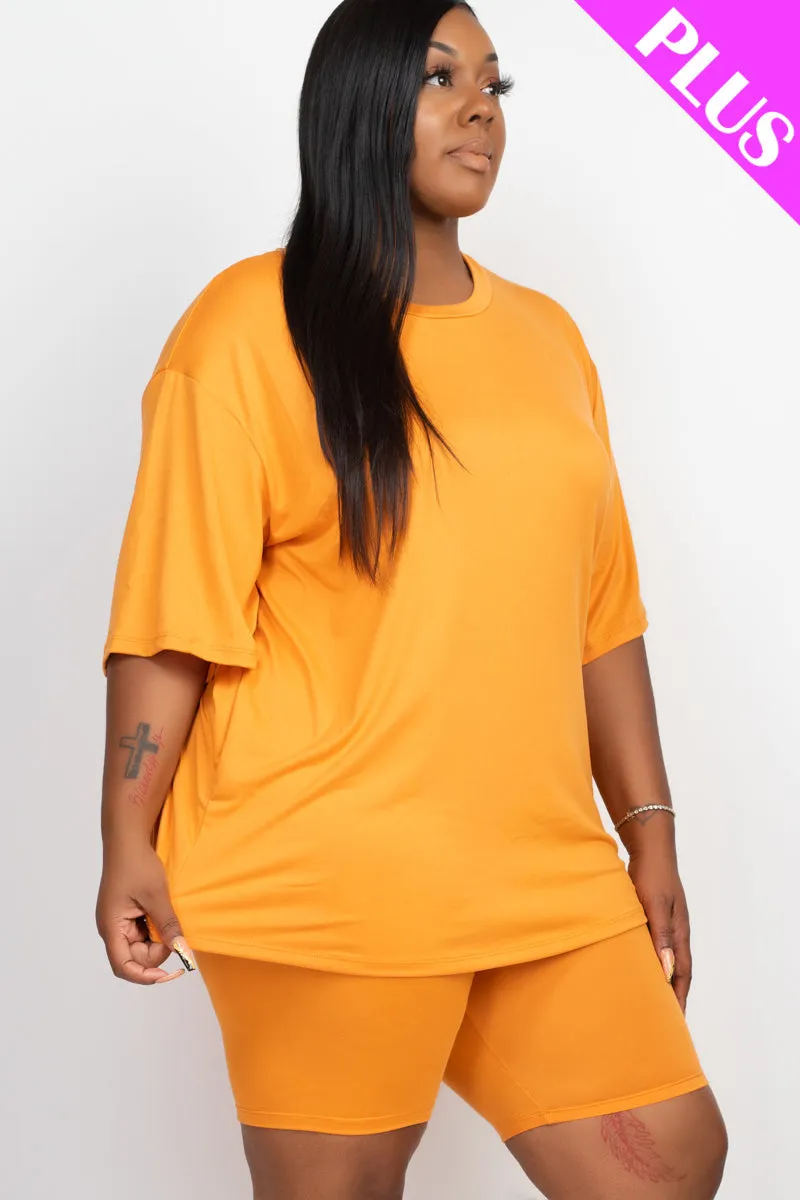 Plus Size Loose Fit Top&Biker Shorts Set (CAPELLA)