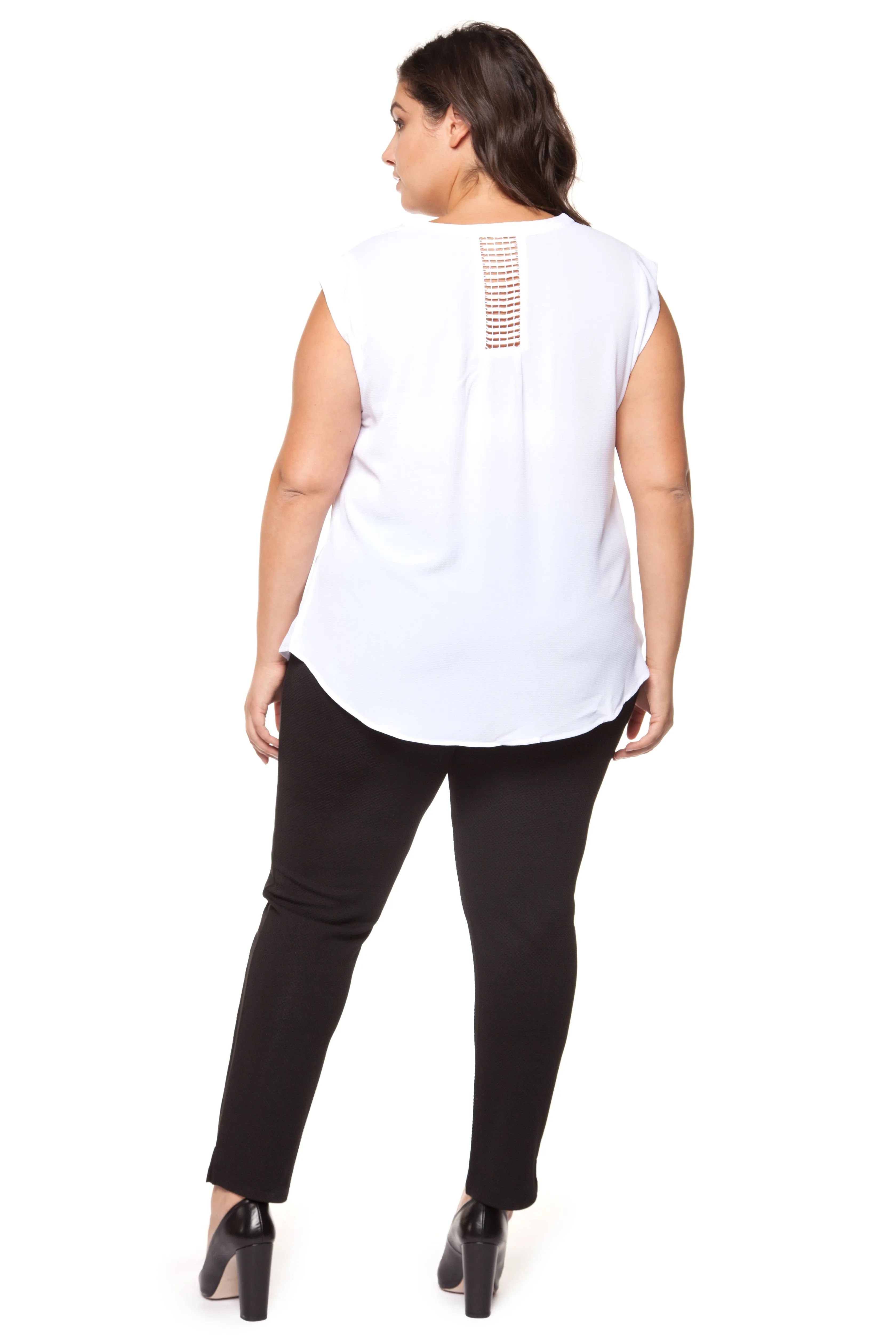 Plus Size White Cap Sleeve Top