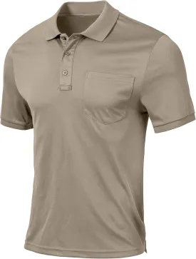 QPNGRP Men's Polo Shirts Short Sleeve with Pocket Quick Dry Performance Golf Shirts Casual Tactical Pique Collared T Shirt