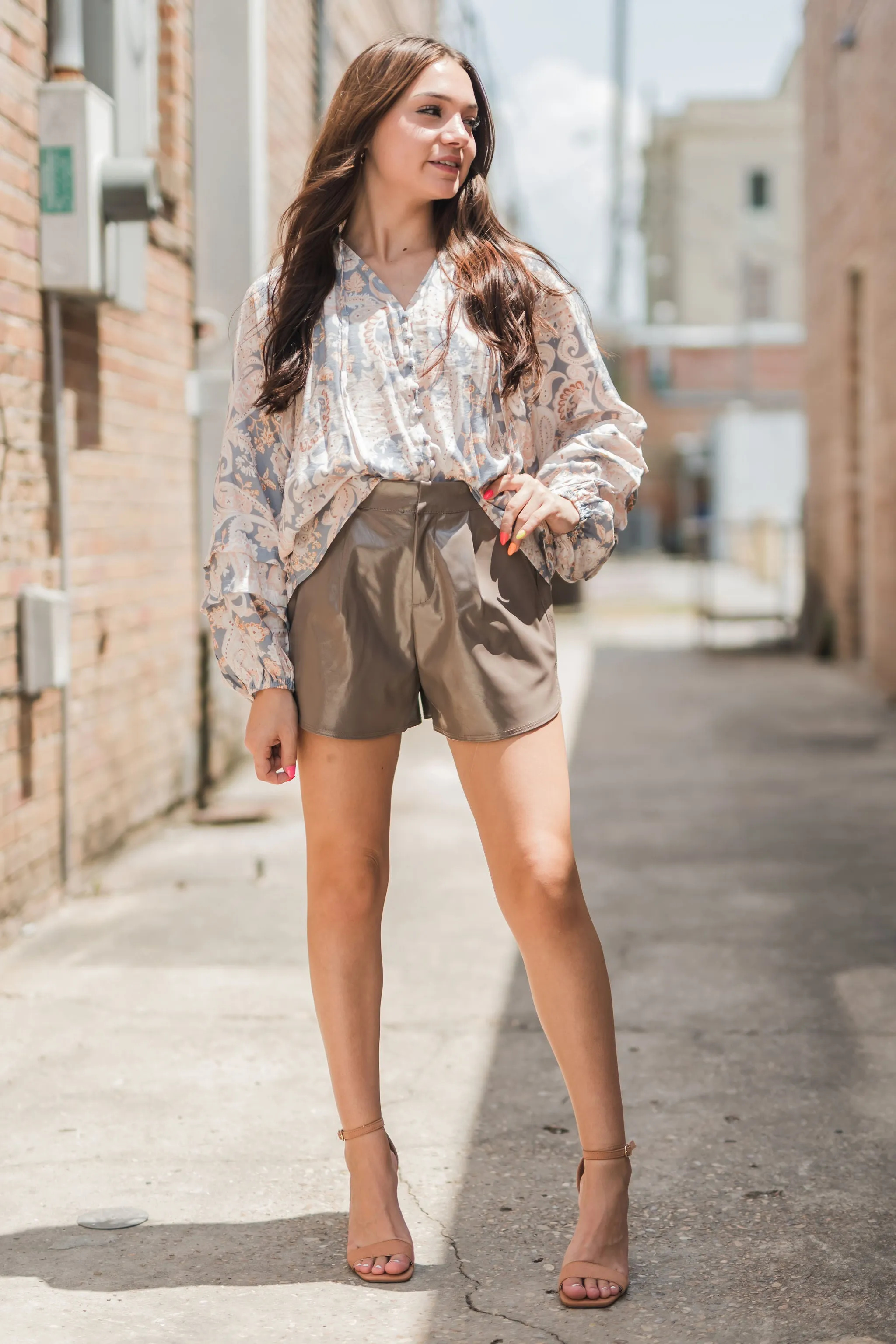 Raquel High Waisted Faux Leather Shorts