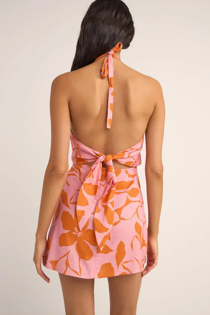 Rhythm Bora Bora Floral Halter Mini Dress - PINK