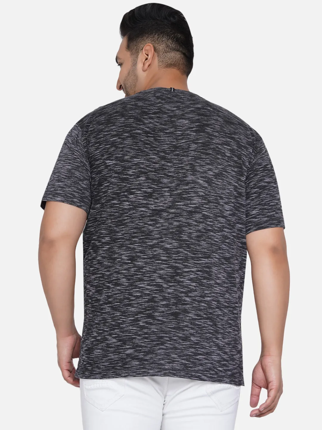 Robert Graham - Men Grey Plus Size Regular Fit Printed V-Neck Casual T-Shirt