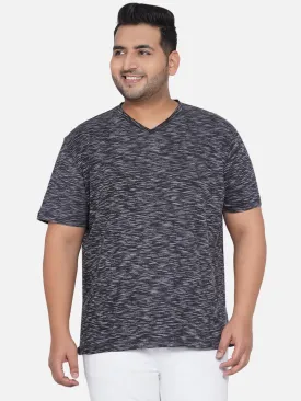 Robert Graham - Men Grey Plus Size Regular Fit Printed V-Neck Casual T-Shirt