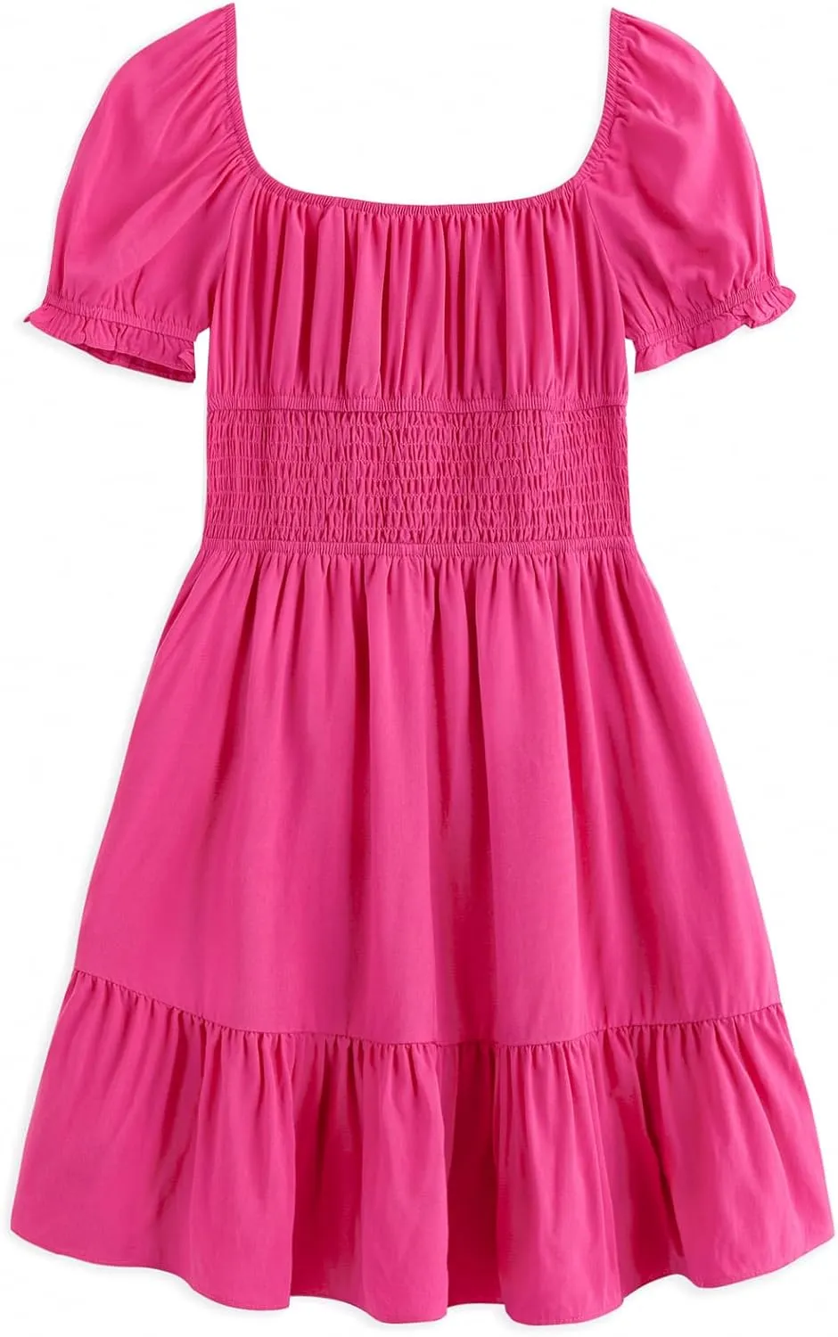Simplee kids Off The Shoulder Summer Dress Girls Smocked Ruffle Puff Sleeves Teen Skirt