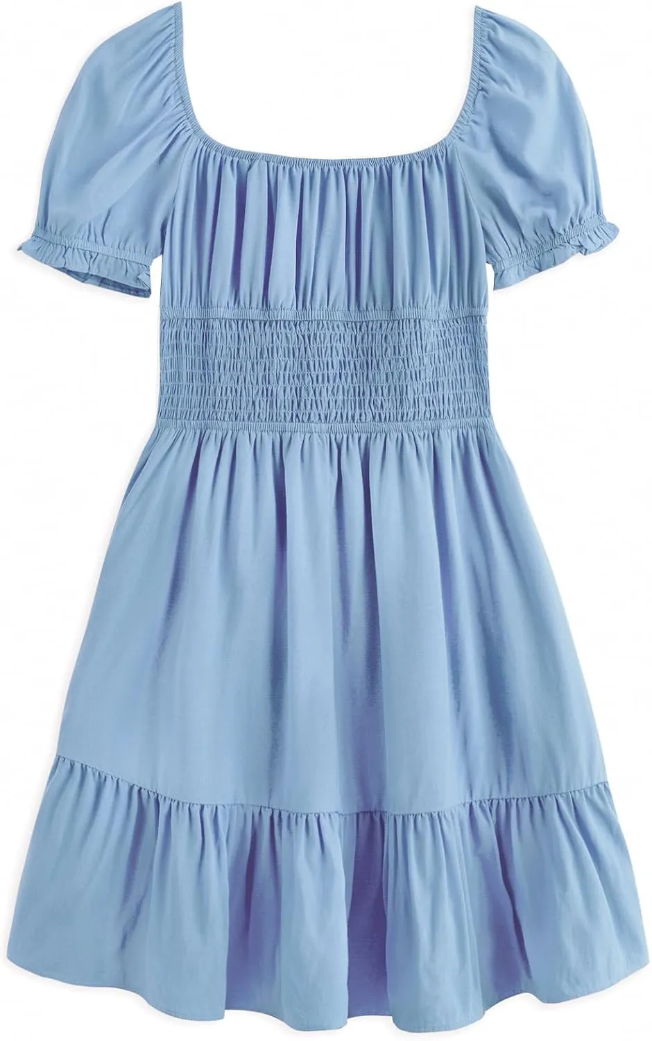Simplee kids Off The Shoulder Summer Dress Girls Smocked Ruffle Puff Sleeves Teen Skirt