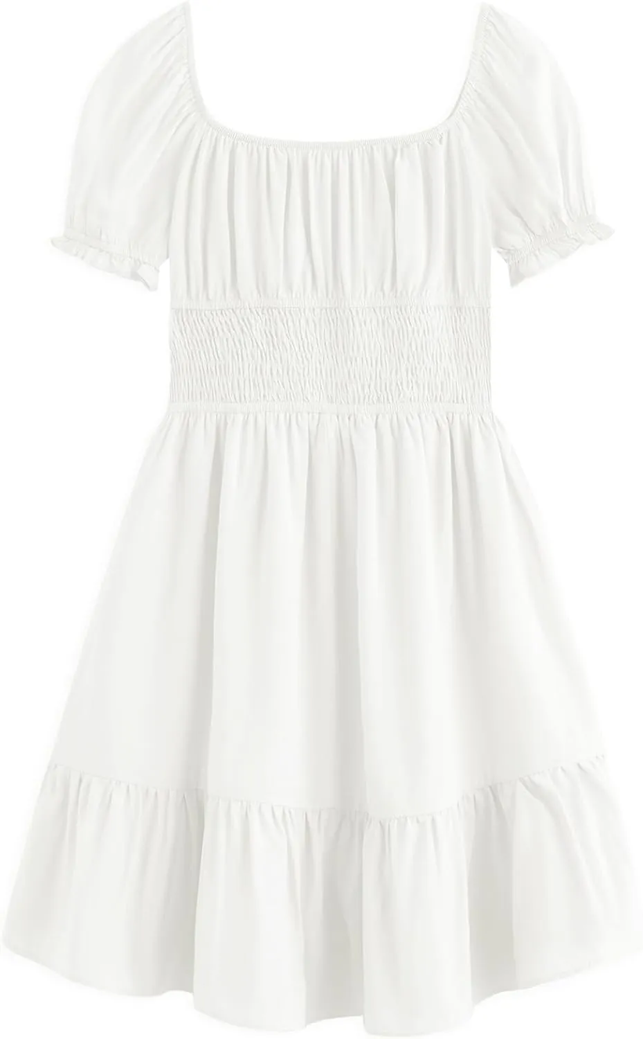 Simplee kids Off The Shoulder Summer Dress Girls Smocked Ruffle Puff Sleeves Teen Skirt