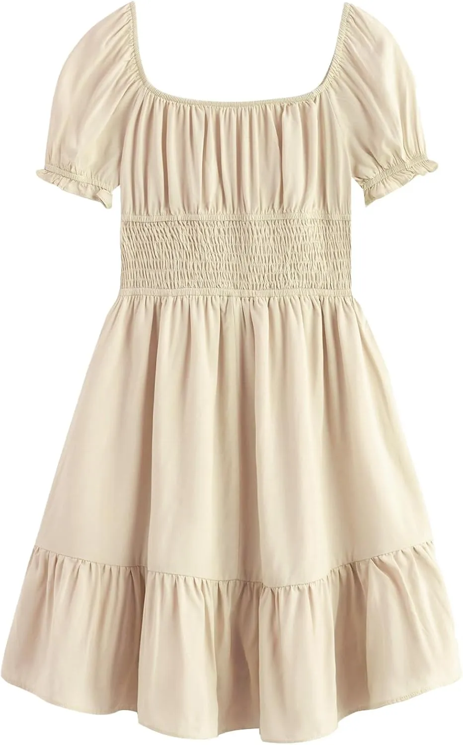 Simplee kids Off The Shoulder Summer Dress Girls Smocked Ruffle Puff Sleeves Teen Skirt