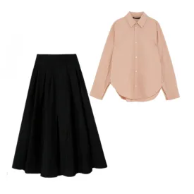 Skin button down shirt with skirt
