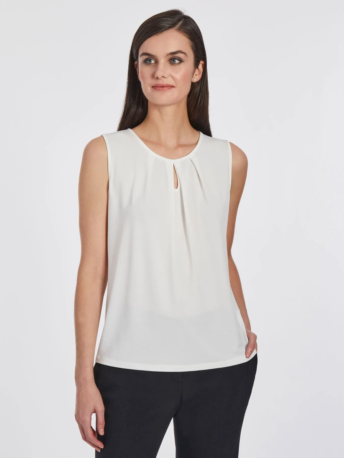 Sleeveless Keyhole Neck Knit Jersey Top
