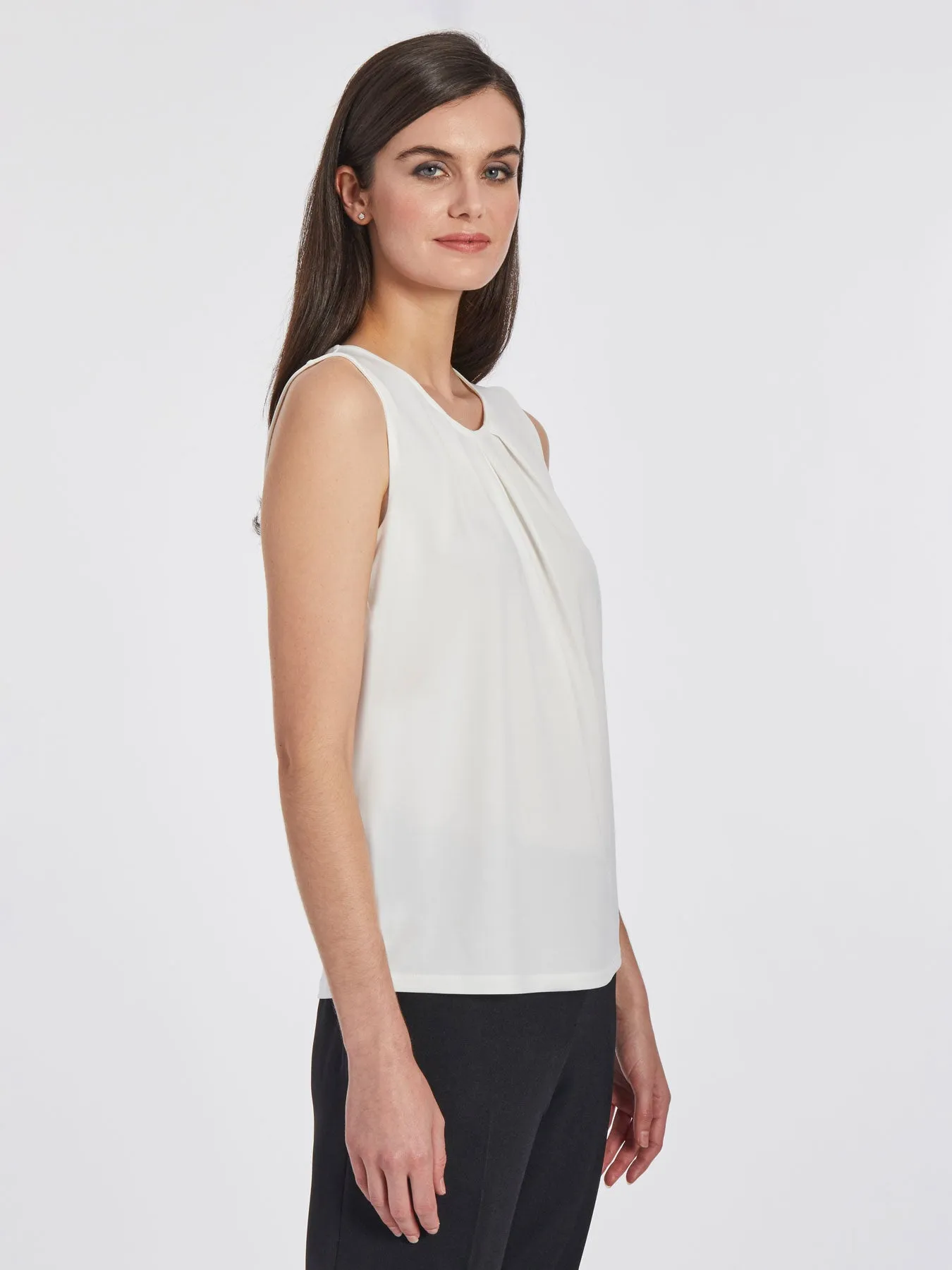 Sleeveless Keyhole Neck Knit Jersey Top