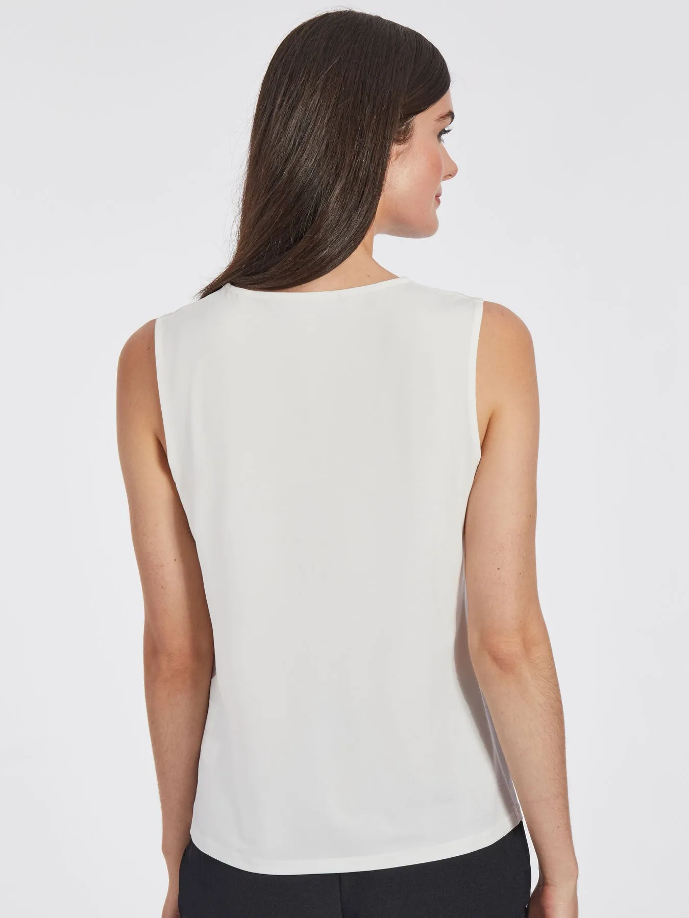 Sleeveless Keyhole Neck Knit Jersey Top