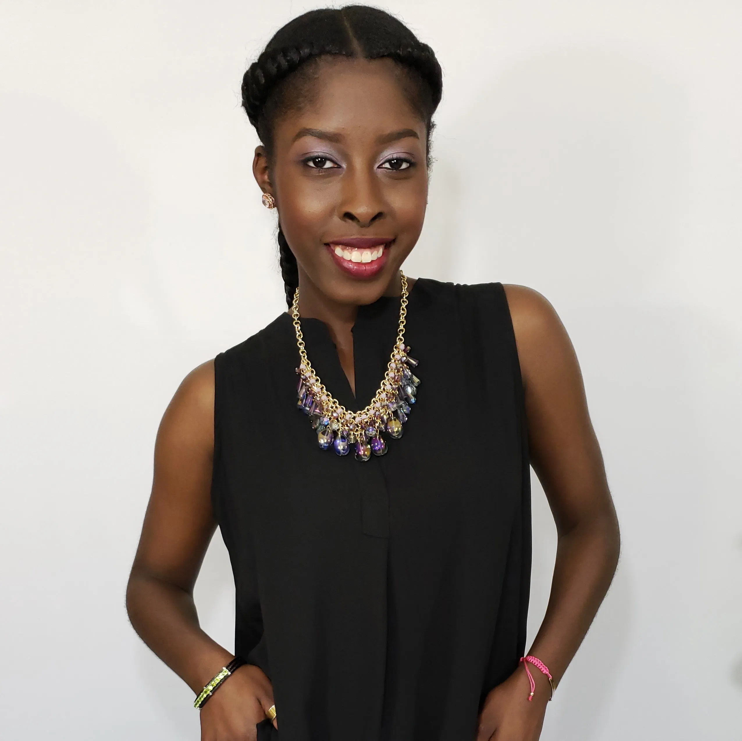 Taszeena Hi Low Split Neck Blouse in Black