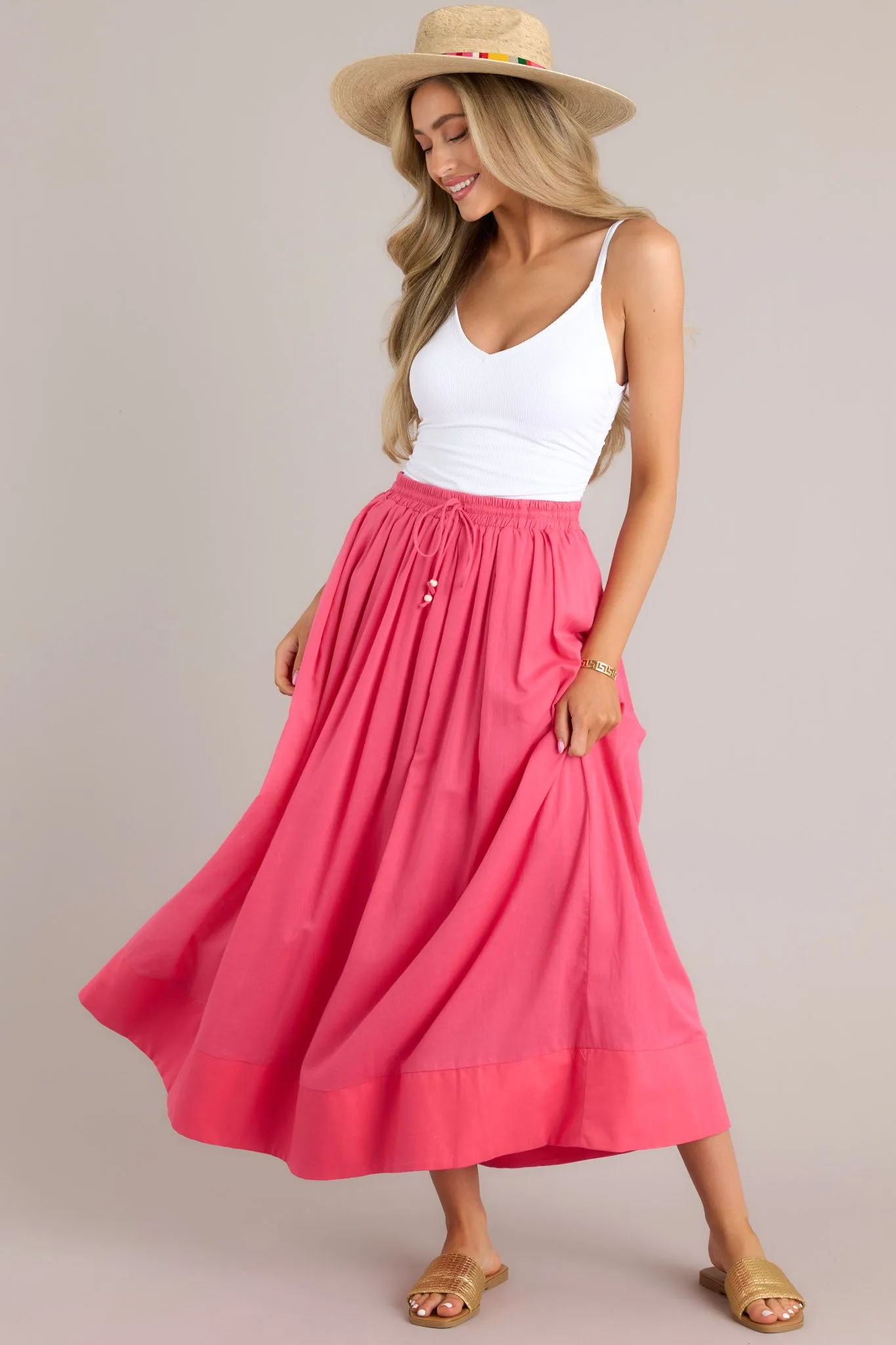 Through The Looking Glass Hot Pink Maxi Skirt