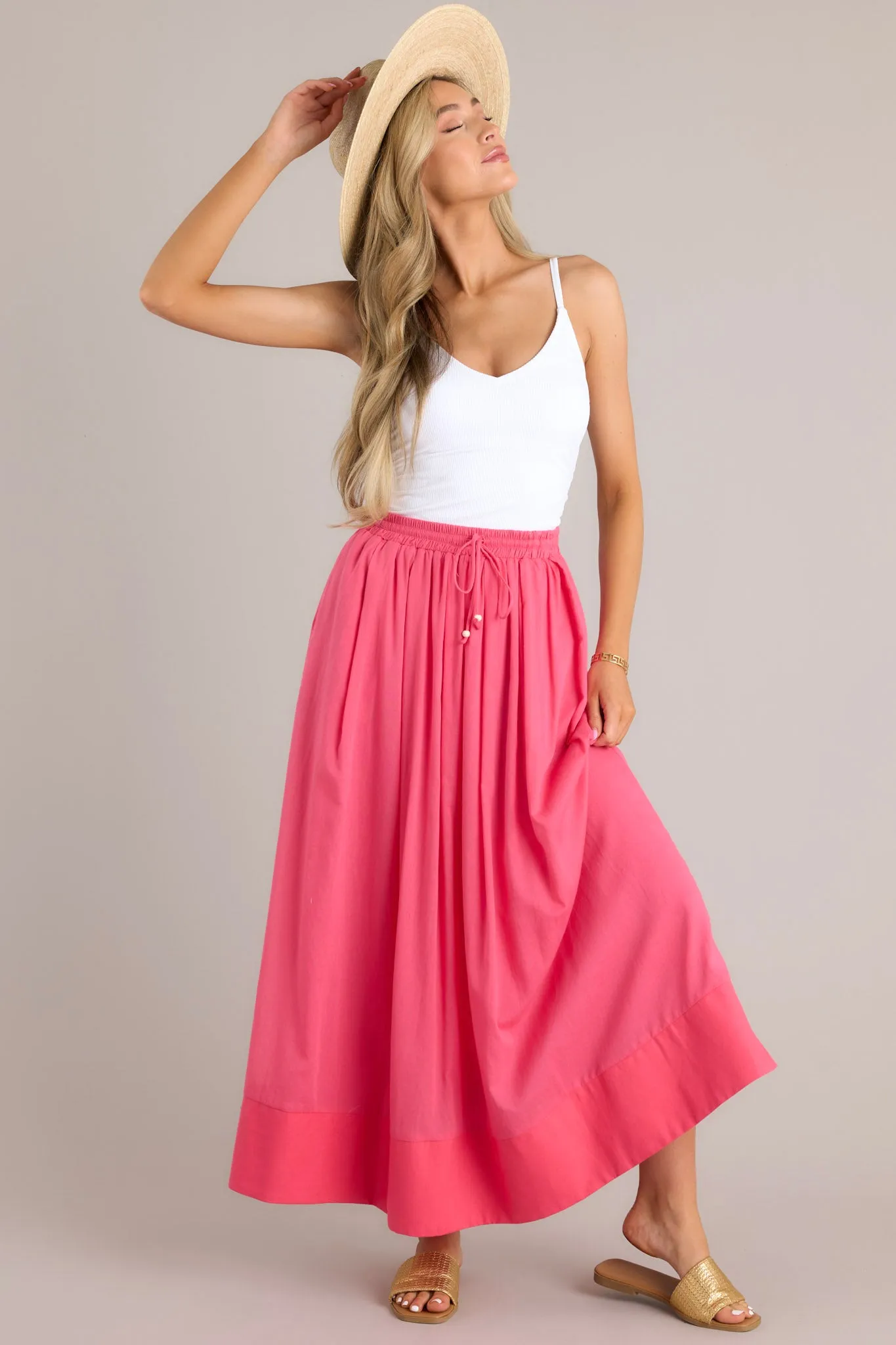 Through The Looking Glass Hot Pink Maxi Skirt