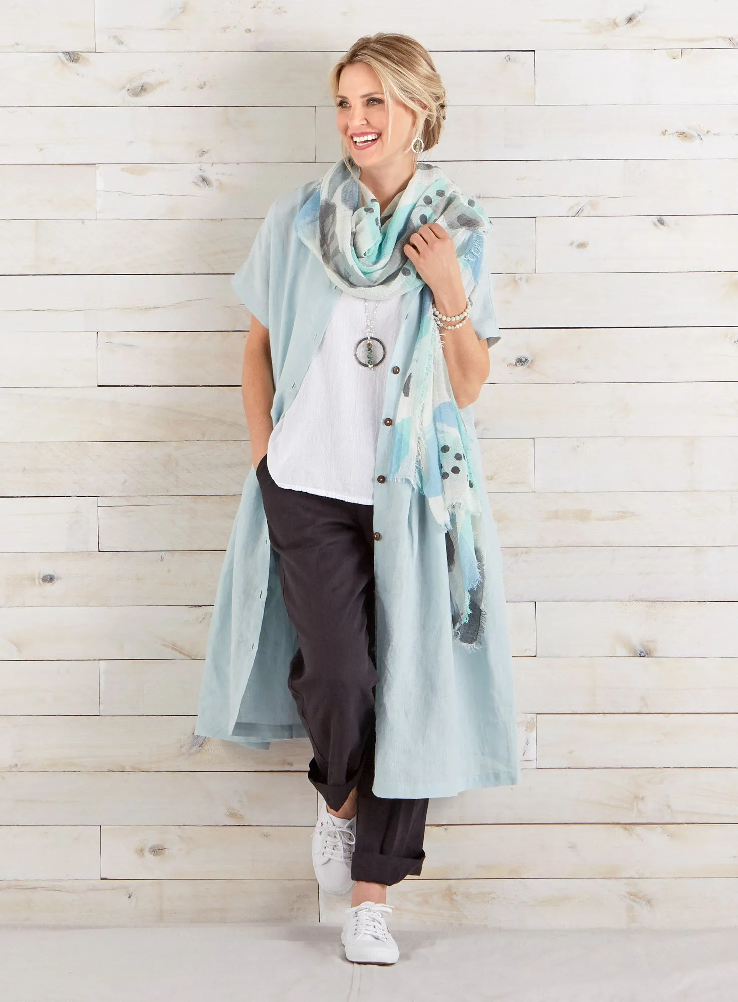 Vilnius European Linen Buttoned Dress
