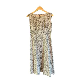 Vintage Cotton Grey and Cream Floral Sleeveless Dress UK Size 10