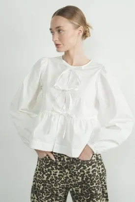 White Poplin Bow Top