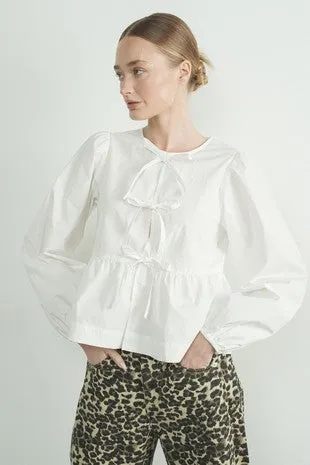White Poplin Bow Top