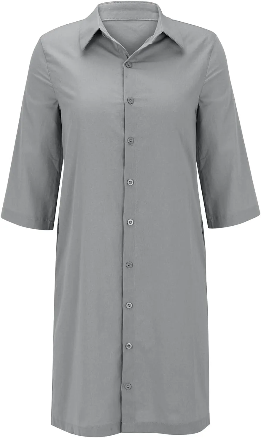 Womens Cotton Linen Shirt Dresses 2025 Summer Short Sleeve Button Down Lightweight Loose Beach Cover Up Dress Pockets