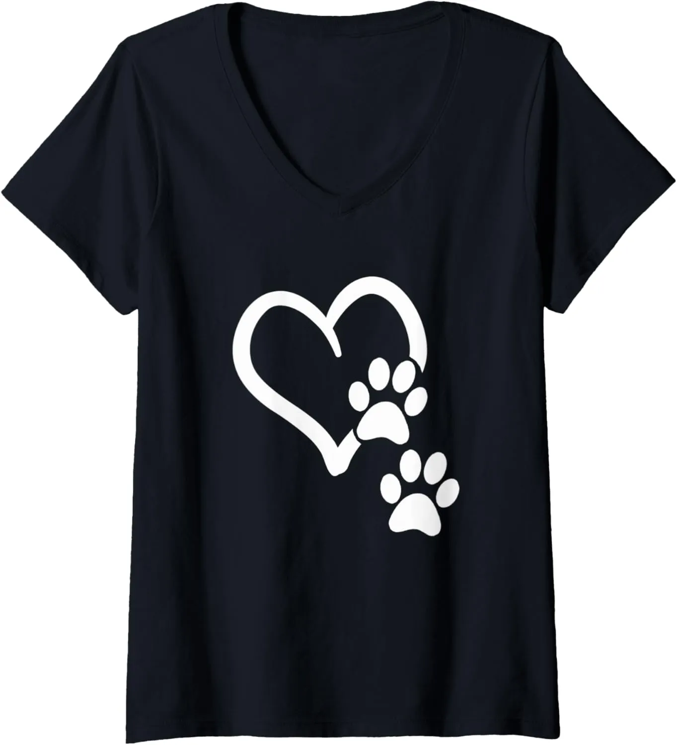 Womens Heart and Paws - Great Gift for Pet Lovers V-Neck T-Shirt
